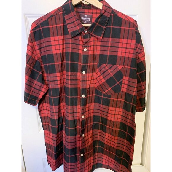 Akademiks Men’s Sz 3XL‎ Plaid Red Button Shirt Pocket - Picture 3 of 8